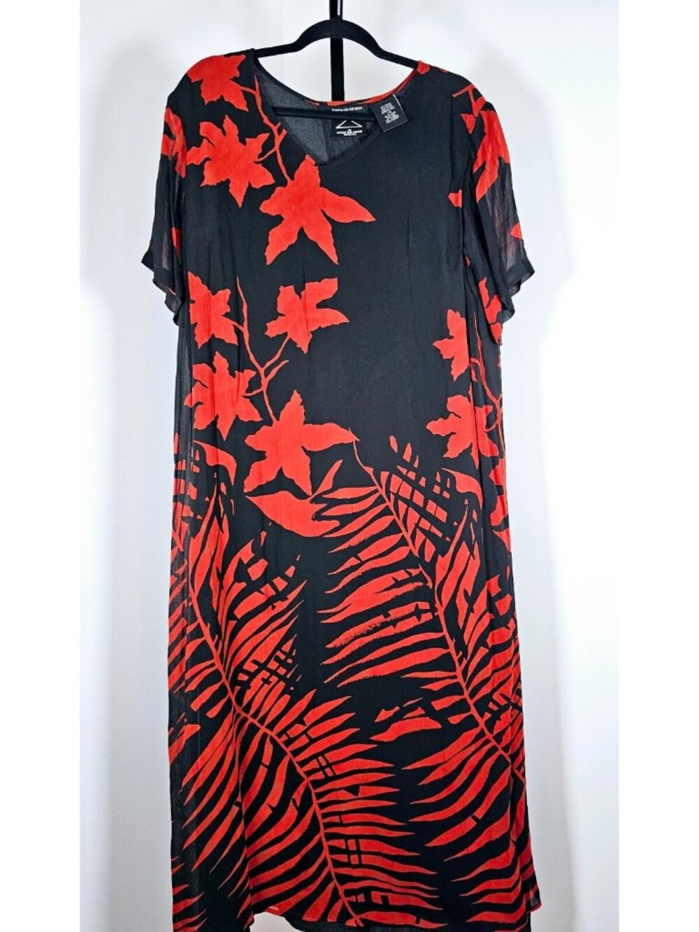 Anthony Mark Hankins Floral Print Maxi Dress - Black/Red - SZ LG
